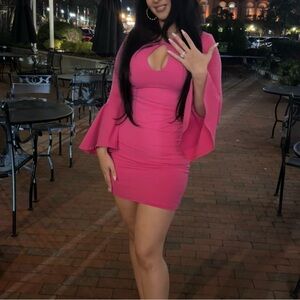 Bebe Elegant Pink Flare Sleeve Dress